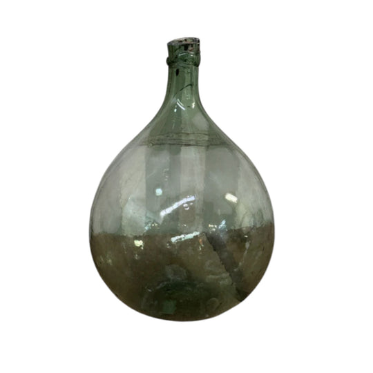 Antique French demijohn green wine bottle from Provence