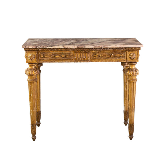18th Century Louis XVI Giltwood and Marble Console Table