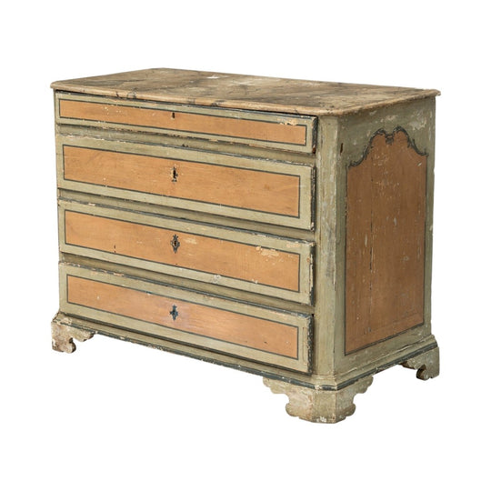18th Century Painted Italian Pine Commode with a Faux Marble Top