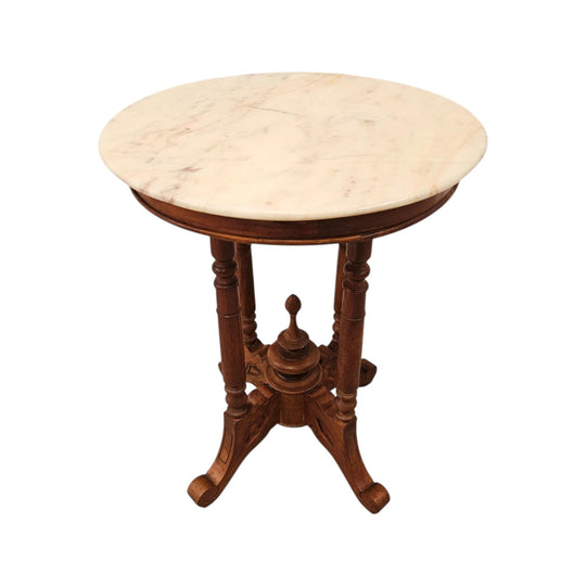 Vintage c.1950s Mahogany Round Coffee/Side Table with Marble Top