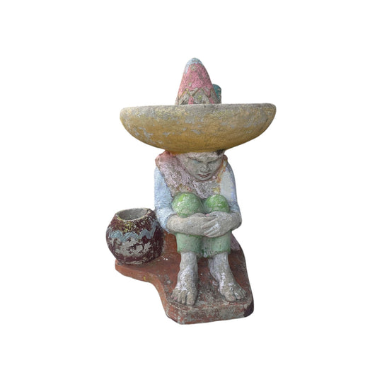 1950's Authentic Mexican "Man with Sombrero" Garden Sculpture
