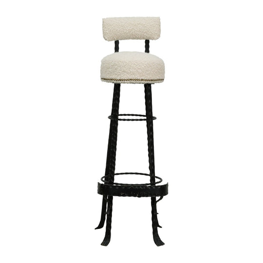 1950s Spanish Hammered And Wrought Iron Bar Stool (6 available)