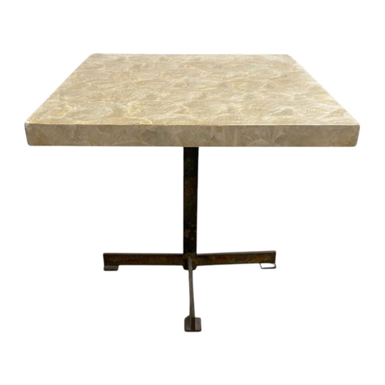 1960's Mid Century Custom Made Capiz Shell & Brass Side Table