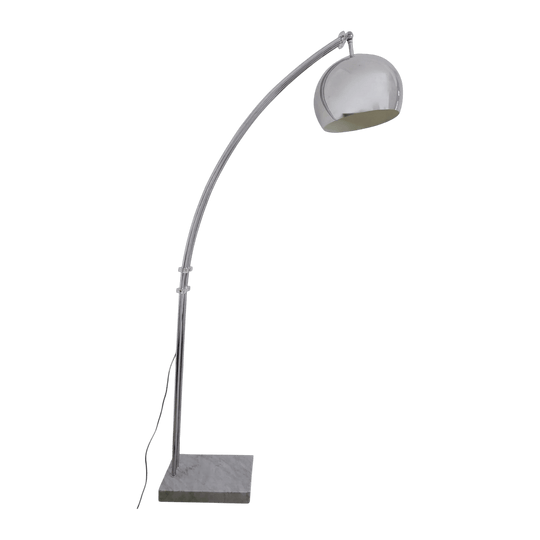 1960's Arched Chrome Floor Lamp with Marble Base by Gofreddo Reggiani