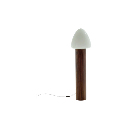 1960s Brazilian Floor Lamp. Brazilian Rosewood Cylinder base with Opaline Shade.