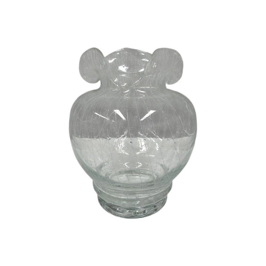 1960s Italian Hand-Blown Art Glass Vase with Ruffled Rim, Filigrana Trails and Bullicante