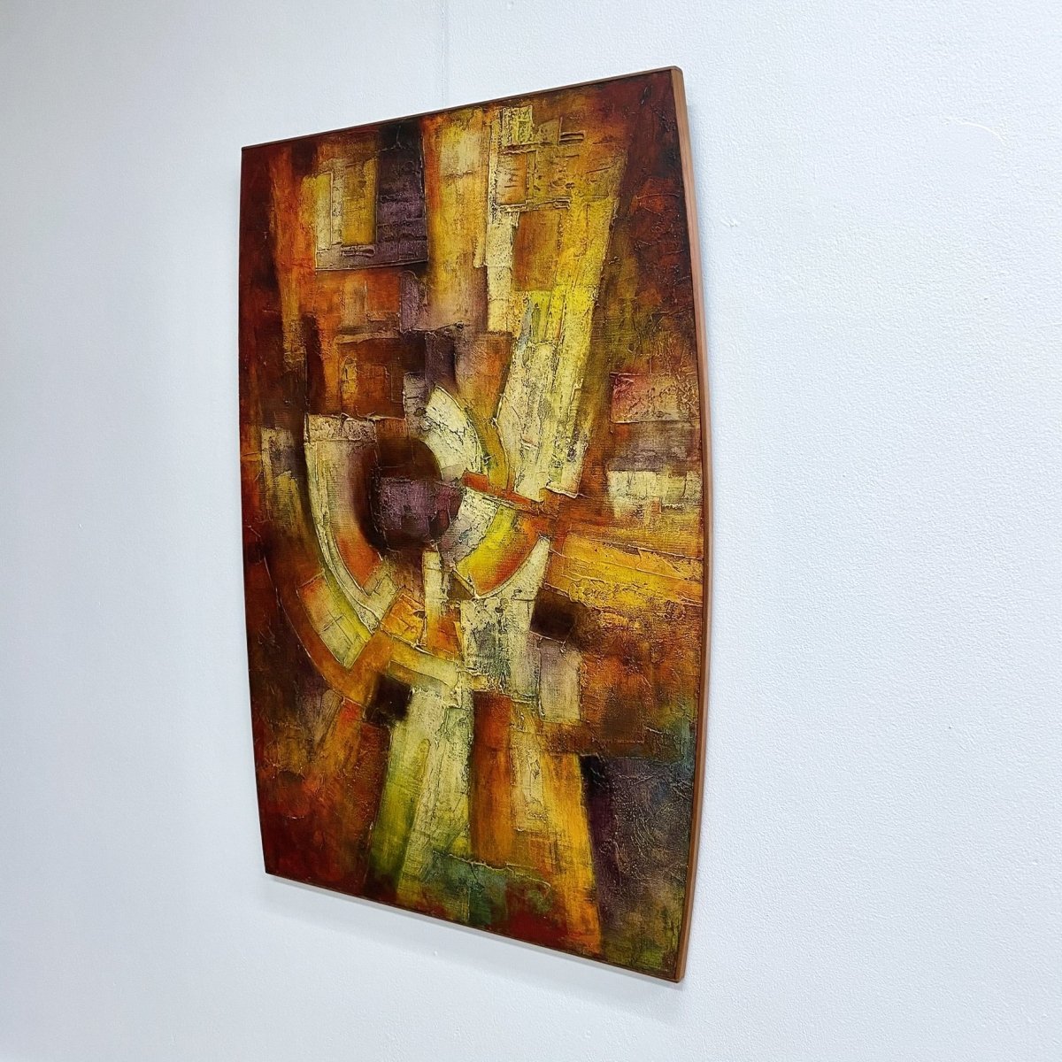 1963 Oil On Hessian On Board 'Corona' Abstract Painting Signed Michael Digby Kitching* | Bazaa | Designer, Vintage and Antique Furniture