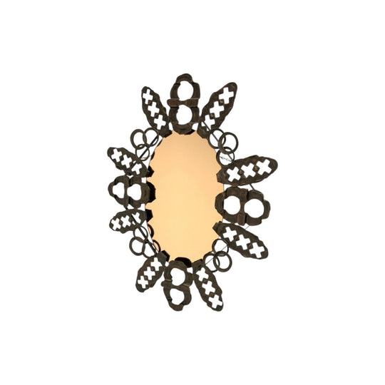 1970s Brutalist Matcham Skipper Style Oval Rose Gold Mirror