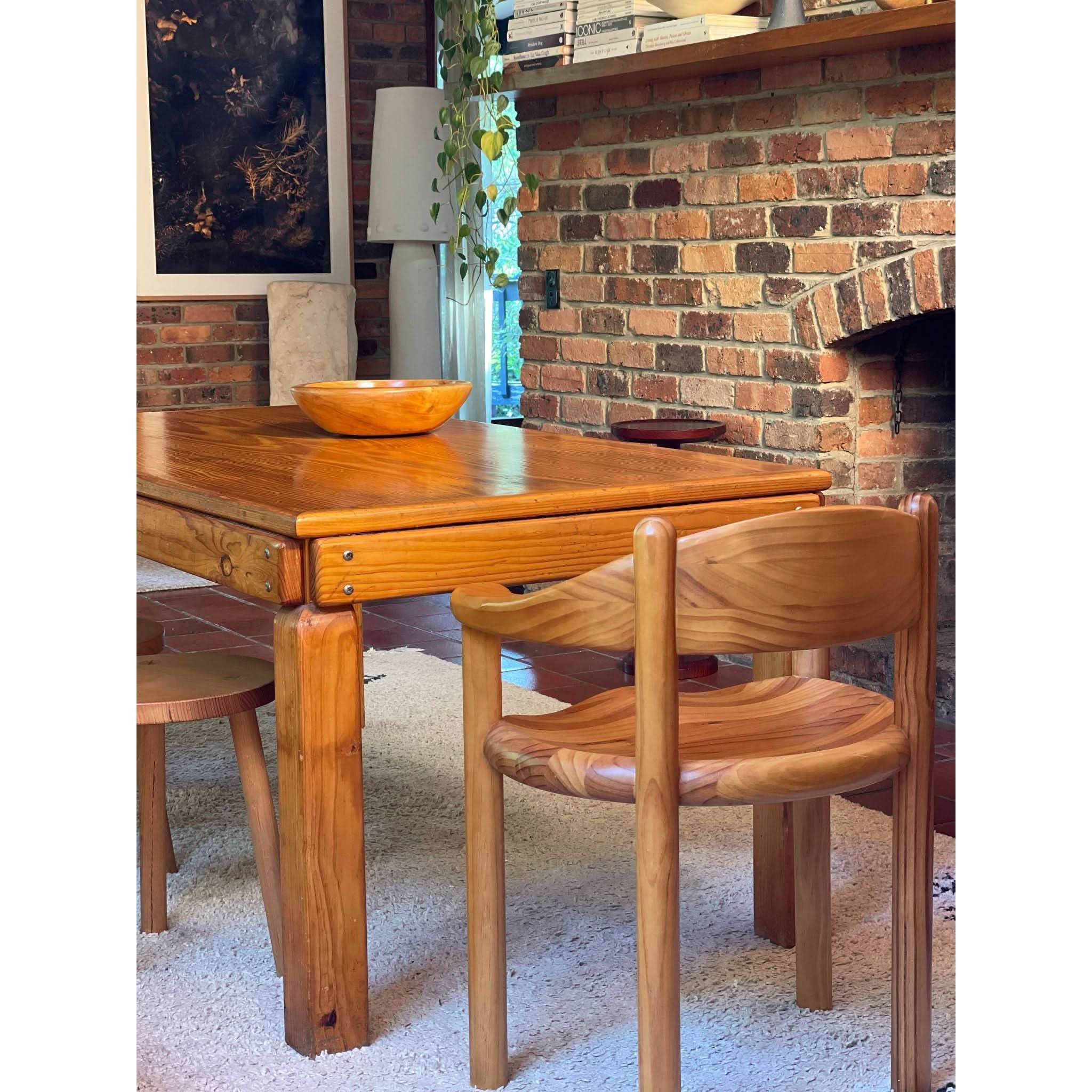 1970's brutalist pine dining table | Bazaa | Vintage, Designer and Antique Interiors