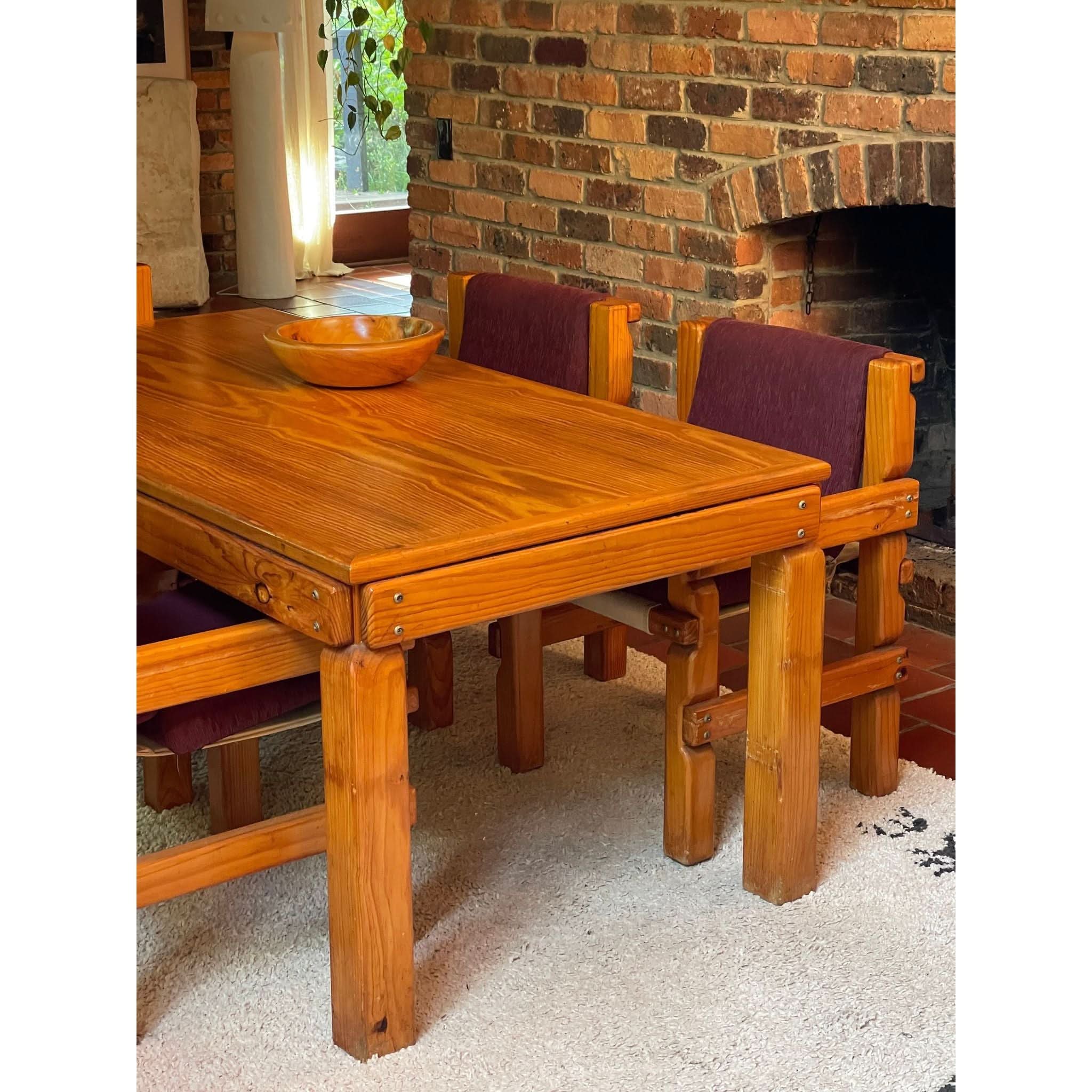 1970's brutalist pine dining table | Bazaa | Designer, Vintage and Antique Furniture