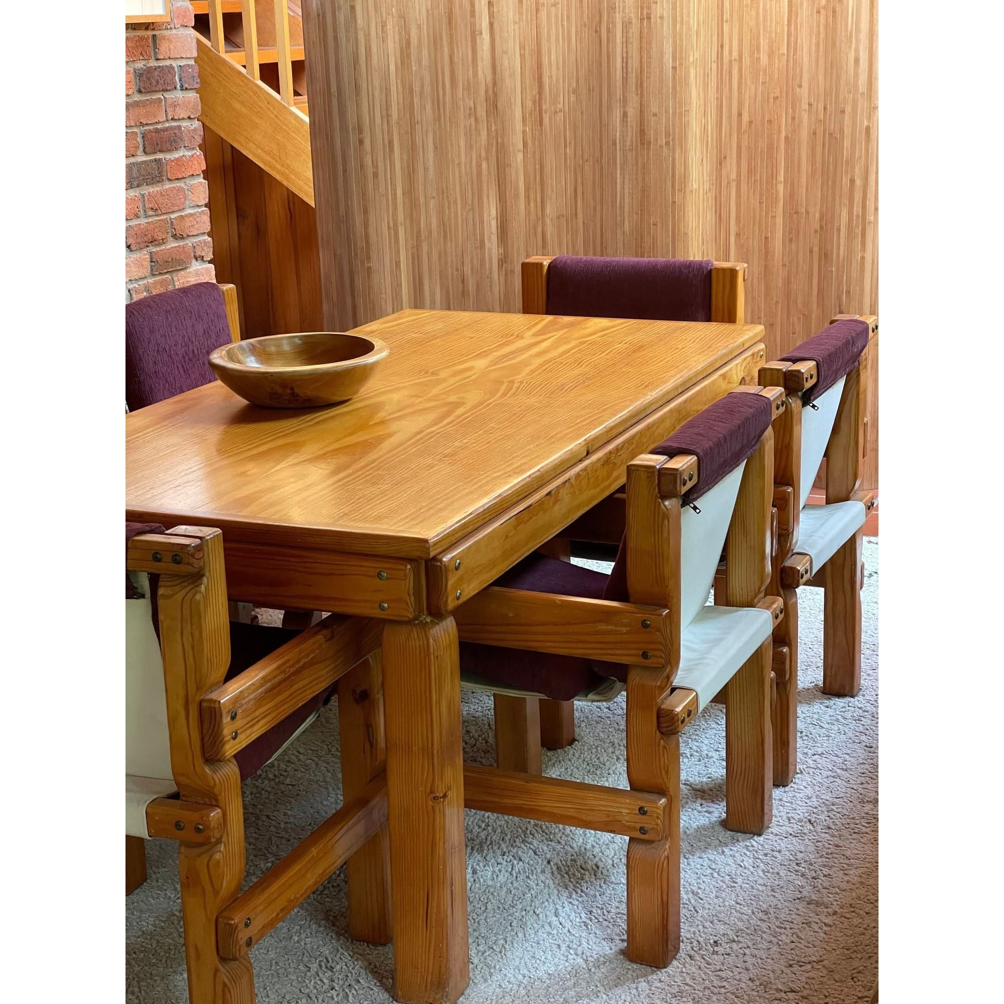 1970's brutalist pine dining table | Bazaa | Vintage, Designer and Antique Interiors