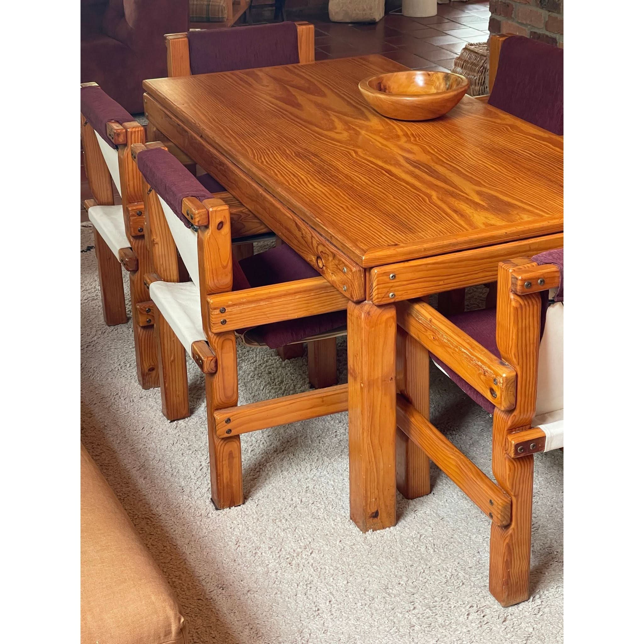 1970's brutalist pine dining table | Bazaa | Vintage, Designer and Antique Interiors