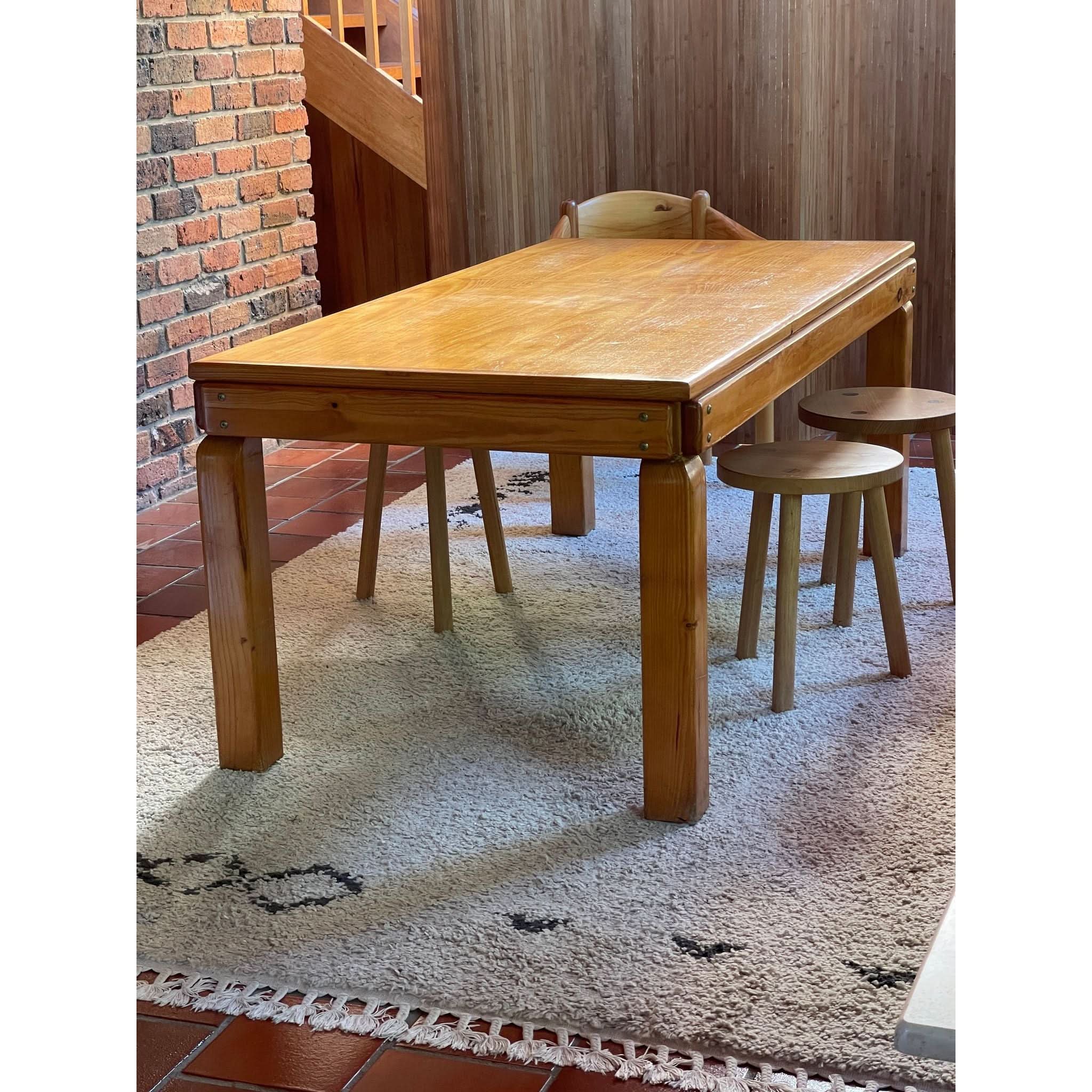 1970's brutalist pine dining table | Bazaa | Vintage, Designer and Antique Interiors