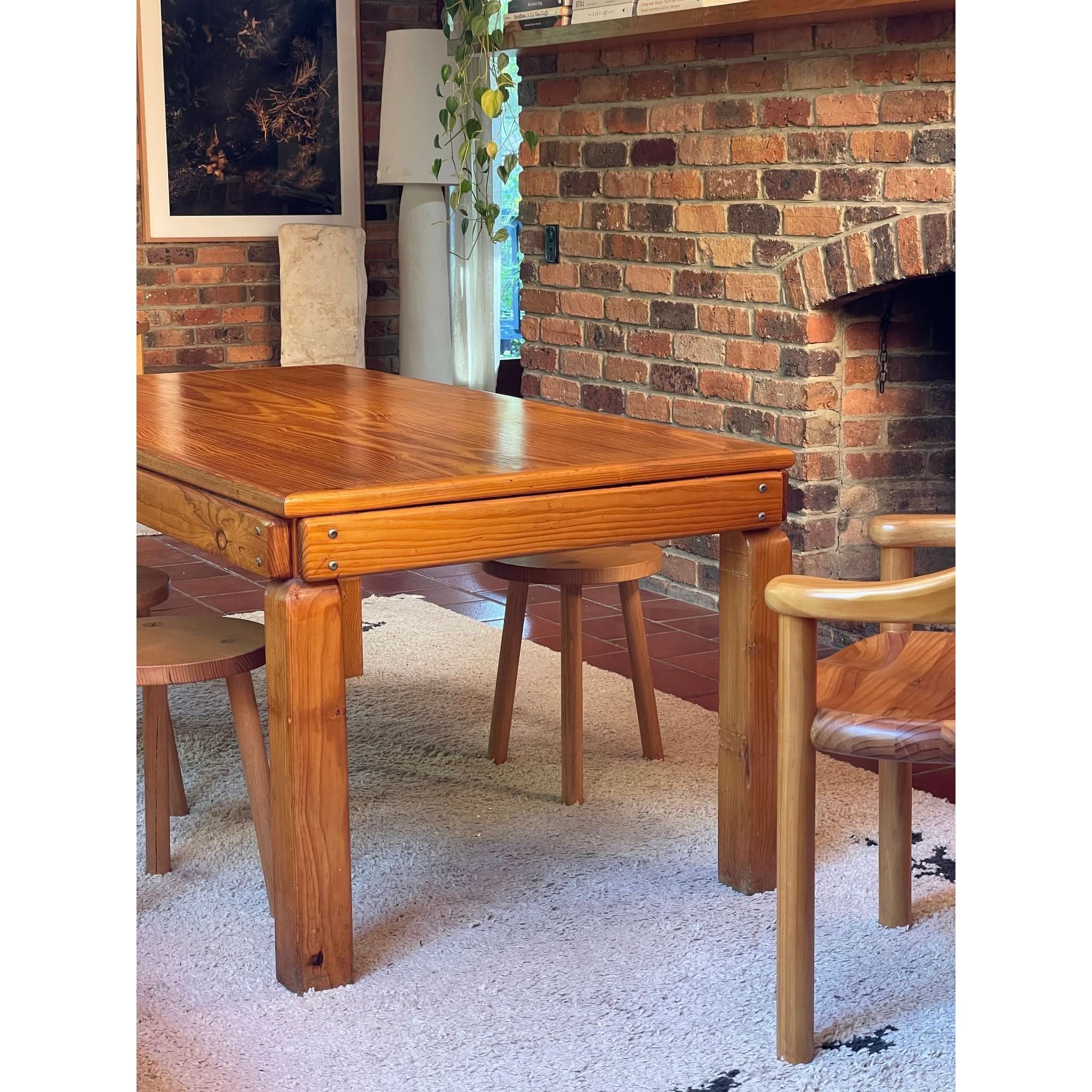 1970's brutalist pine dining table | Bazaa | Vintage, Designer and Antique Interiors