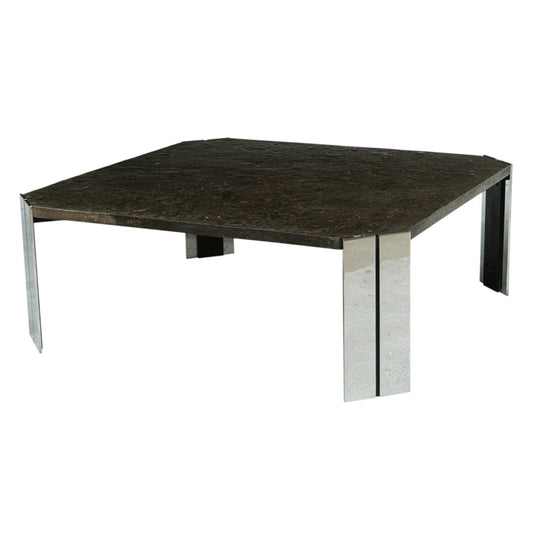 1970s  Slate and Chrome Coffee Table