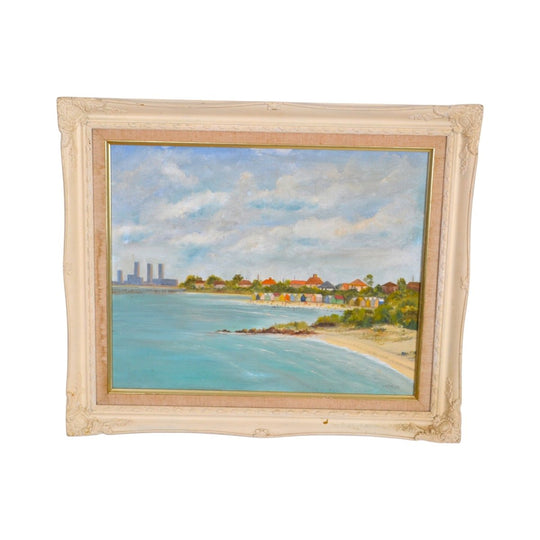 1980s painting Melbourne Brighton Beach by Traicia Tatham