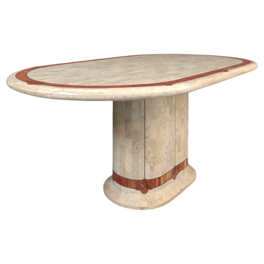 1980s Tessellated Stone Oval Dining Table in the Manner of Karl Springer