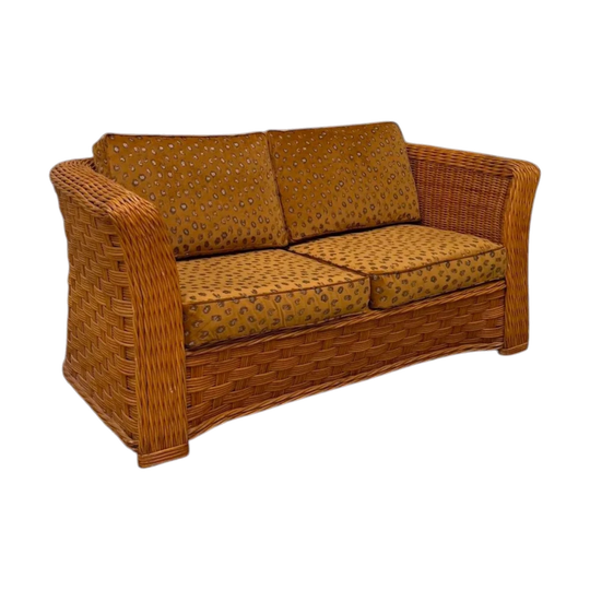 1980s Woven Rattan Two Seater Sofa