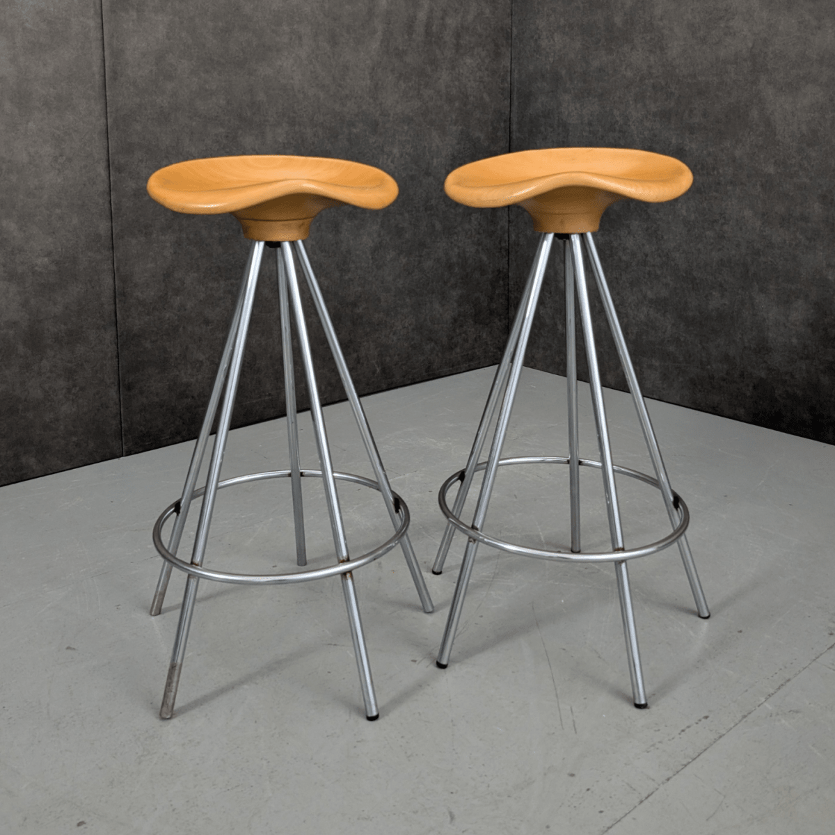 1990s Jamaica Bar Stools Beech and Chrome by Pepe Cortés | Bazaa | Designer, Vintage and Antique Furniture