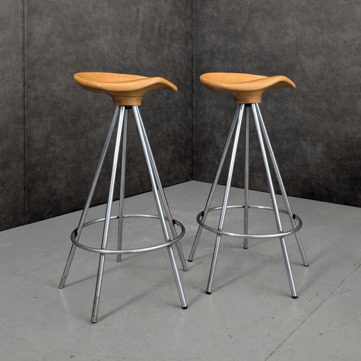 1990s Jamaica Bar Stools Beech and Chrome by Pepe Cortés | Bazaa | Designer, Vintage and Antique Furniture