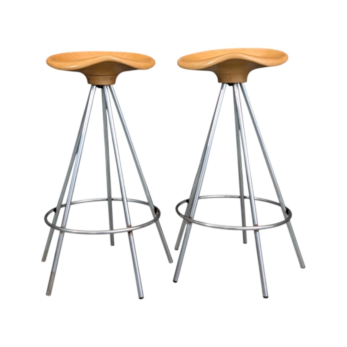 1990s Jamaica Bar Stools Beech and Chrome by Pepe Cortés | Bazaa | Designer, Vintage and Antique Furniture