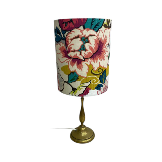 Early 20th Century Brass Table Lamp with Custom Shade