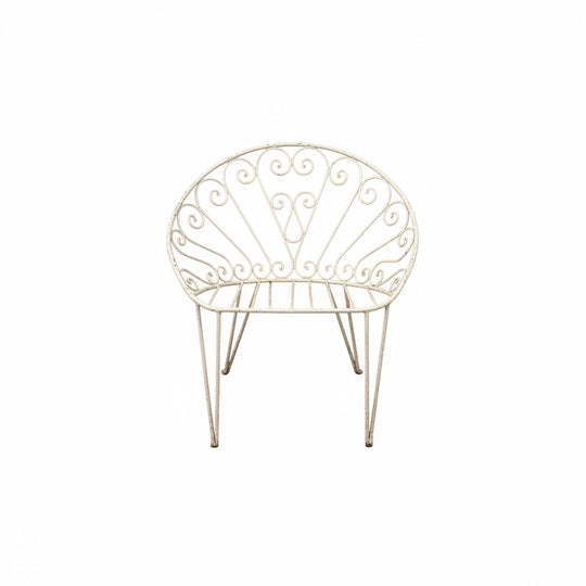 Antique French White Iron Chair