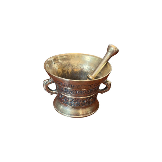 19th century antique brass heavy mortar and pestles