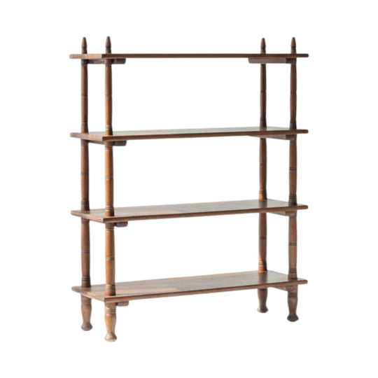 19th Century Colonial Style Teak Shelf - Vintage Indian Bookcase