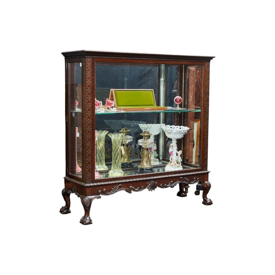 19th-Century English Chippendale Style Mahogany Display Cabinet, c.1890