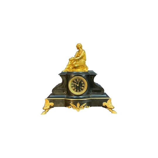 19th-Century French Bronze and Marble Clock, c.1880