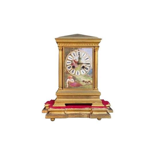 19th-Century French Gilt Mantle Clock, c.1870
