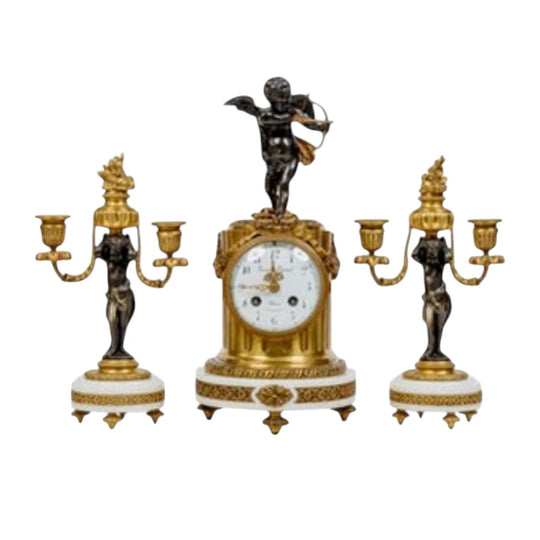 19th Century French three piece clock set