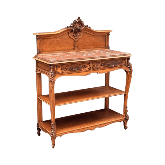 19th century French walnut rouge marble servery c.1890
