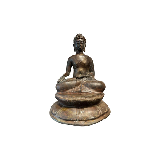 19th Century hollow cast bronze alloy seated Buddha