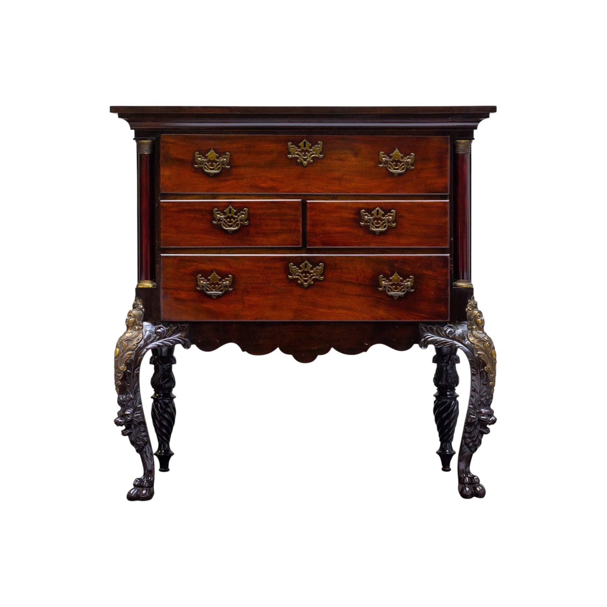 19th Century Irish Mahogany Marquetry Chest on Legs | Bazaa | Designer, Vintage and Antique Furniture