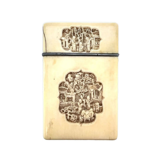 19th century ivory card case with silver rim c.1870