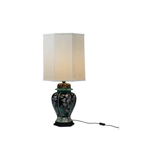 19th Century Japanese Famille Noire Table Lamp