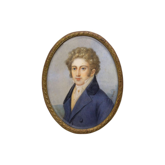19th Century Miniature Portrait of a Gentleman Signed "P. Storm"