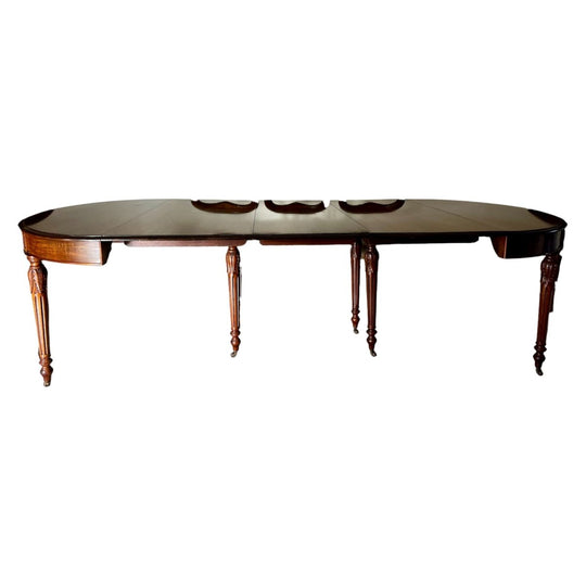 19th Century Oval French Walnut Extendable Dining Table