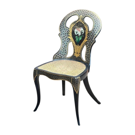 19th century papier mache hall chair with inlays c.1870