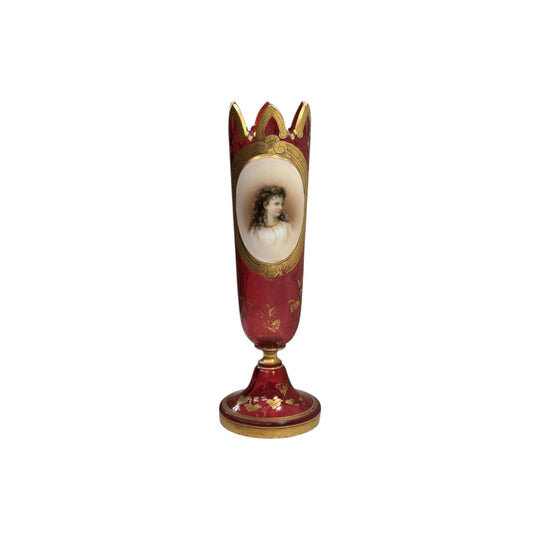 19th century ruby overlay cameo vase c.1870