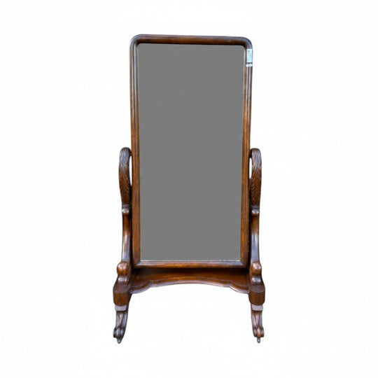 19th-Century Victorian Mahogany Cheval Mirror