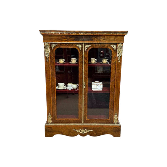 19th century walnut two door vitrine