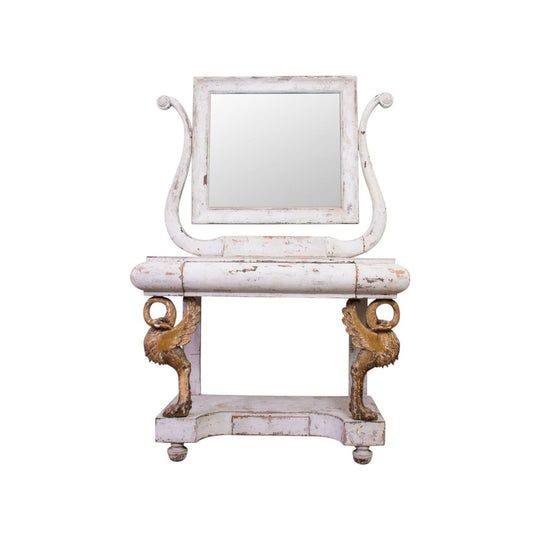 19th Century White painted Console with gilded Swans