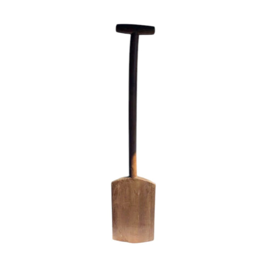 19th-Century English Wooden Spade in One-Piece Birch with Wax Finish