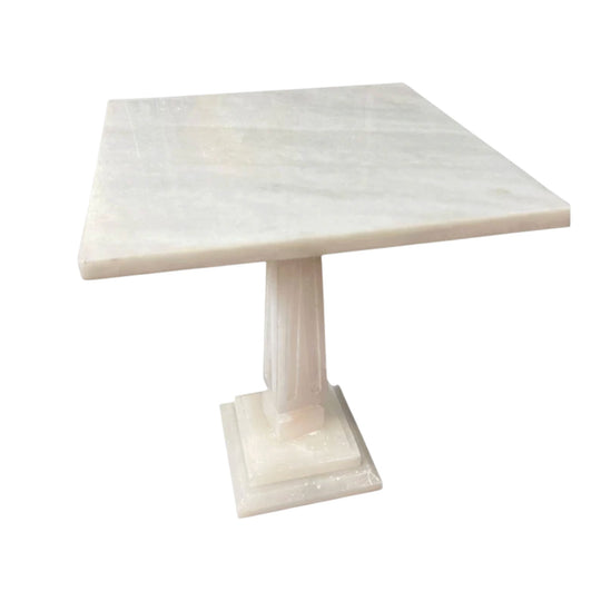 Alabastor Pedestal Side Table with Brass Detail