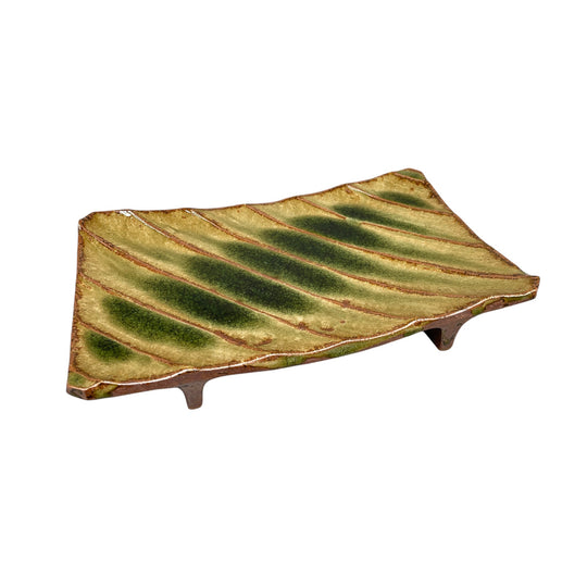 Vintage Japanese Serving Plate, Green Glaze