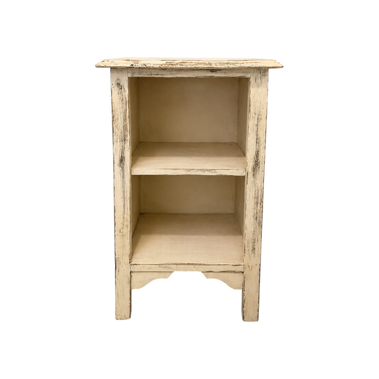 Farmhouse Open Nightstand - Rustic Distressed White Bedside Table