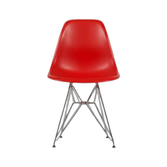 Red Eames Eiffel Chairs in Molded Plastic